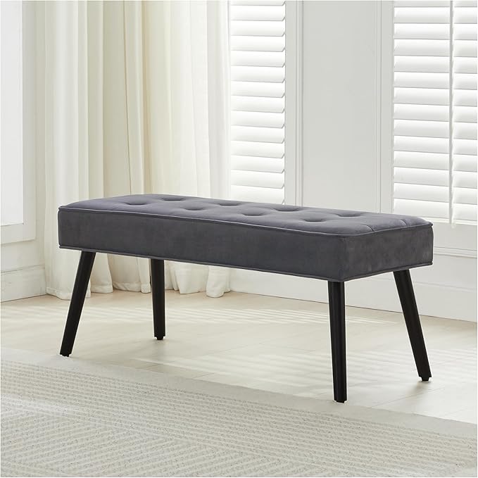 40'' Upholstered Bench, Entryway Ottoman with Wooden Legs for Living Room, End of Bed Bench