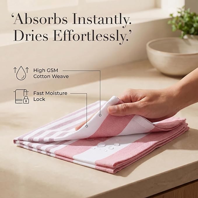 Urban Villa Cloth Napkins 100% Cotton Highly Absorbent Washable Reusable Premium Dinner Napkins Ideal for Gifts for Mothers Day Hotel Farmhouse Parties - Garnet Red Stripes (20" x 20", Set of 12)
