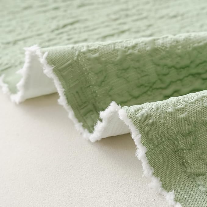 DREAMINGO Bubble Textured Cooling Sofa Cover, Ice Silk Breathable Couch Cover Blanket for Pet & Hot Sleepers, Washable Furniture Protector for 2 Cushion Couch, Sage Green, Large 71"x118"