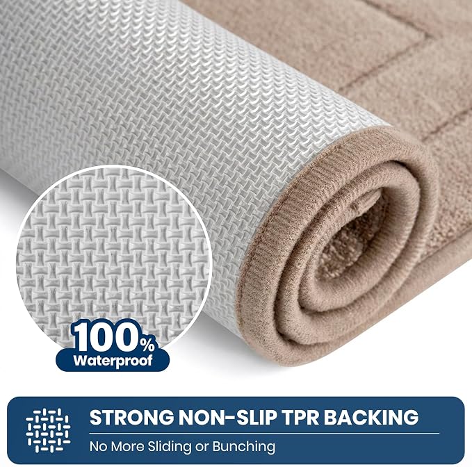 PURRUGS Machine Washable Kitchen Rug 32" x 47", Non-Slip/Skid Kitchen Runner Rugs & Floor Mats, Super Absorbent Soft Standing Mats for Kitchen, Sink & Laundry, Beige
