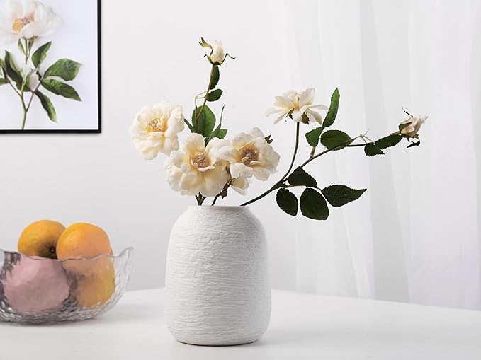 Ceramic Vases, White Vases, Minimalist Vases, Home Decor Vases, Fits Everywhere, Also Gifts for Christmas, Independence Day and Other Holidays, 5.9 Inch. (White)
