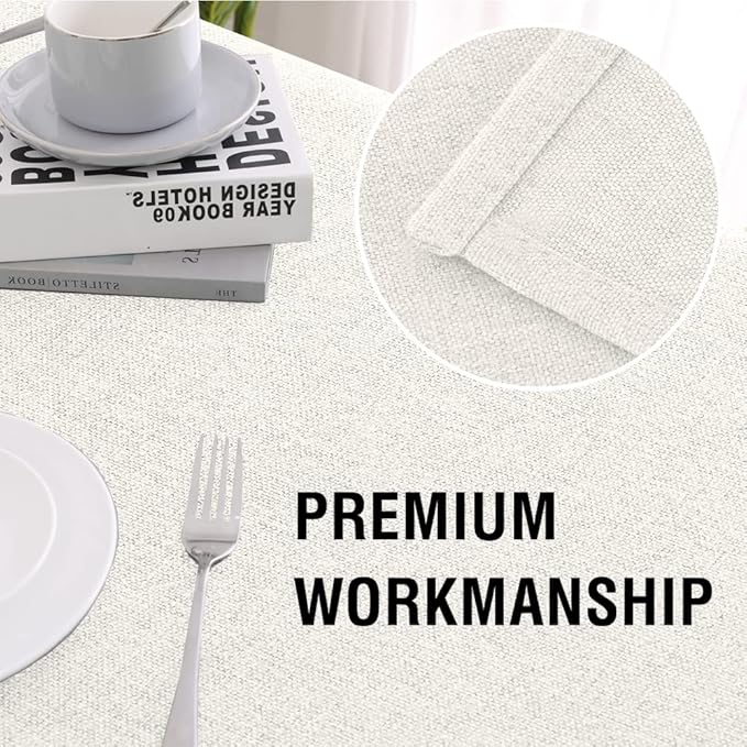 H.VERSAILTEX Table Cloths Square 54 x 54 Waterproof Premium Solid Table cloth Spill-Proof Table Cover for Party Dinner Table Feature Extra Soft and Thick Fabric Wrinkle Free, Ivory