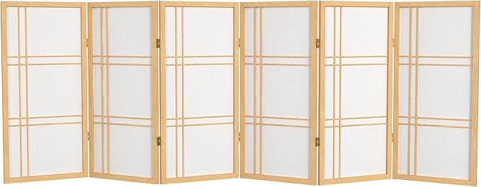 3 ft. Short Double Cross Shoji Screen - Natural - 6 Panels