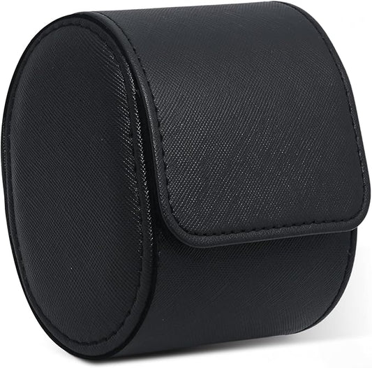 Watch Travel Case for Men and Women, Luxury Leather Portable Watch Box Organizer for Home Storage, Travel and Display (Black, 1 slot)