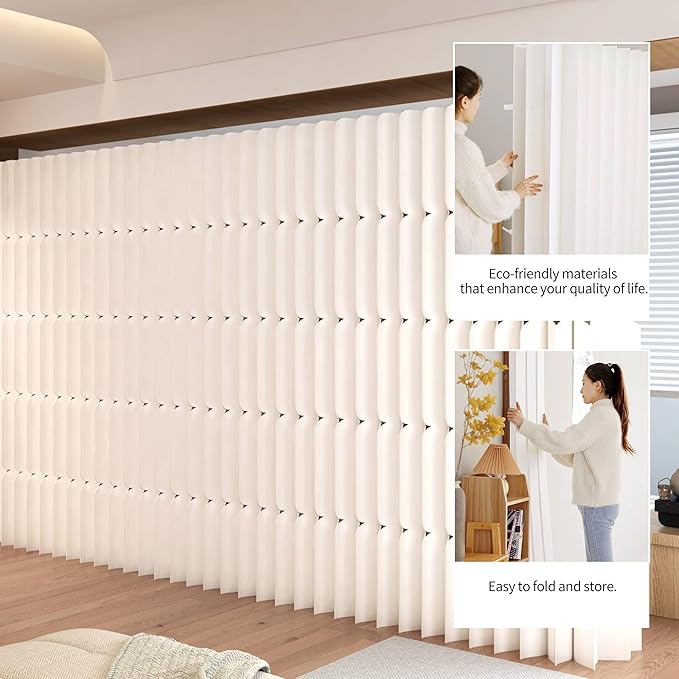 Foldable Paper Room Divider - Portable Accordion Privacy Screen, Freestanding Partition for Living Room & Home Office, Easy to Assemble as Room Divider or Backdrop Wall (H86.6in * L78.7in)