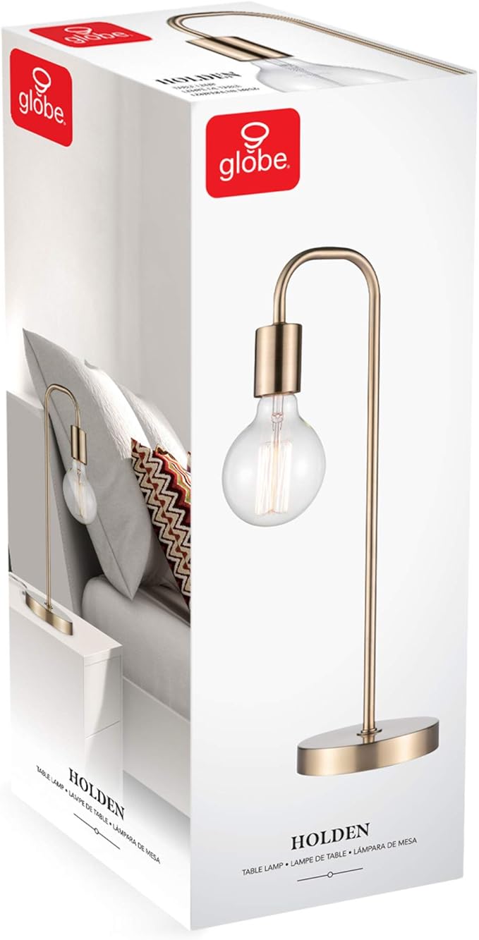 Globe Electric 67433 Holden 18" Table Lamp, Matte Brass, Modern, Night Stand, Bedroom Décor, Living Room, Bedside Light