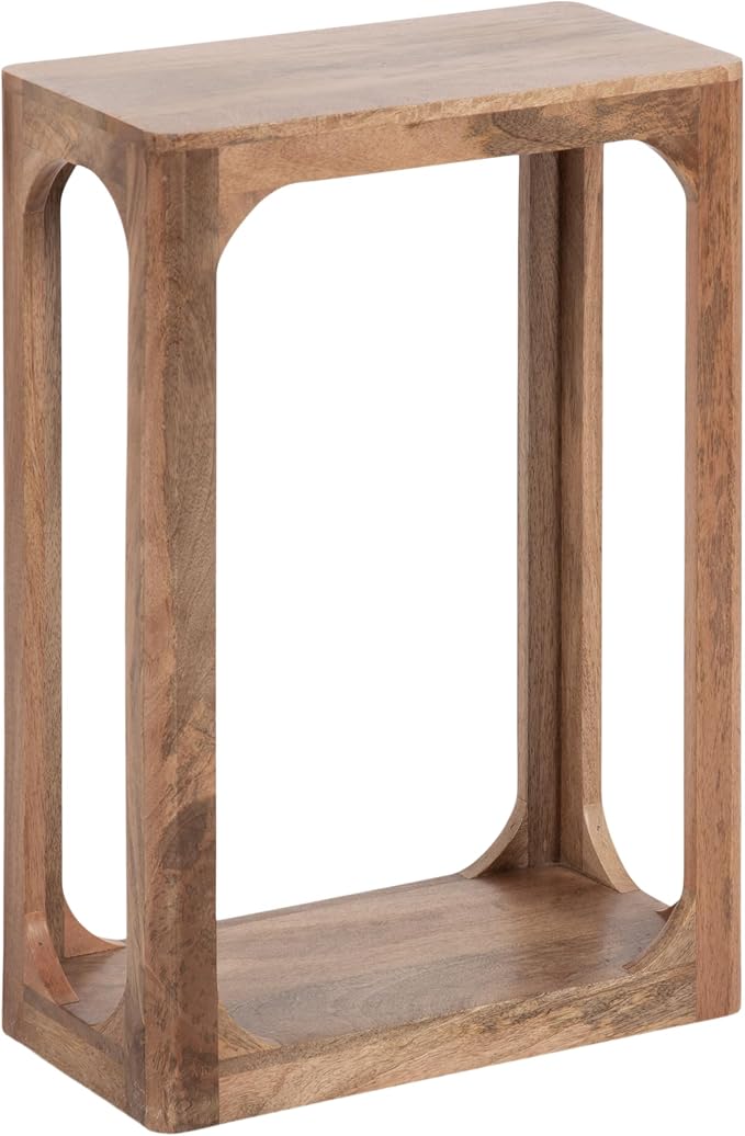 Kate and Laurel Dahl Modern Slatted Wooden Slim Side Table, 16 x 8 x 24, Natural Wood, Transitional Wood Narrow End Table for Use as Living Room Plant Stand or Small Bedroom Nightstand