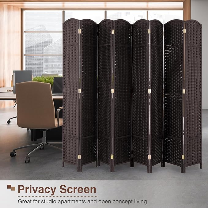 Room Divider 8 Panel 5.6 FT Tall Privacy Screen Waterproof Wood Frame Partition Room Dividers and Folding Privacy Screens Freestanding Wall Divider Indoor and Outdoor for Portable Room Separation
