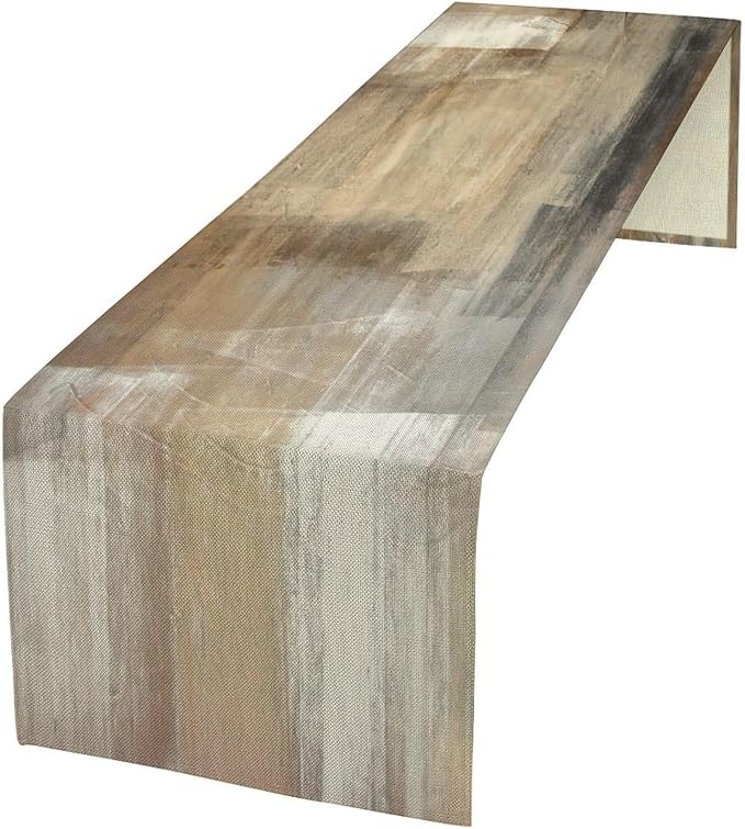 Taupe Tan Grey Brown Beige Abstract Art Contemporary Table Runner,Modern Neutral Decorative Pattern Table Runner for Coffee Table Dining Room Table Bedroom Party Holiday Decor 13x120inch