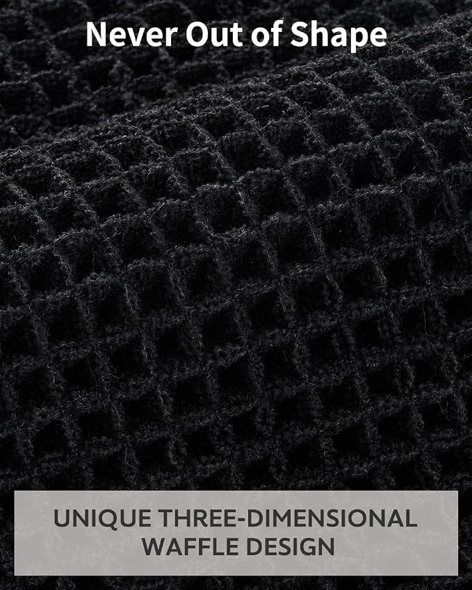 tchdio Waffle Bath Mat-Runner Rug, Super Absorbent Non Slip Bath Mats for Bathroom Machine Washable Long Rugs with Tassels, Bath Rugs for Bathroom Floor Beside Tub, 2' x 5'(24" x 60"), Black