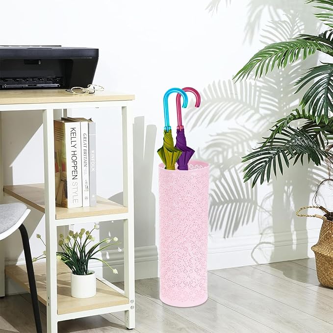 Metal Round Umbrella Stand Rack, 16.5 X 5.9 Inch Free Standing Umbrella Holder Bin Umbrella Stand Rack for Entryway Umbrella Holder Stands for Porch, Apartment, Entrance, Home