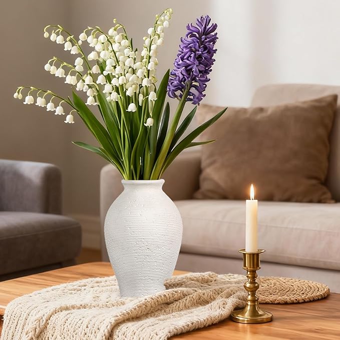Ceramic Flower Vase Home Decor - 9 Inch Vintage Ceramic Vase Large Vases for Decor Living Room Large Ceramic Vase for Dining Room Bathroom Indoor and Outdoor Decoration