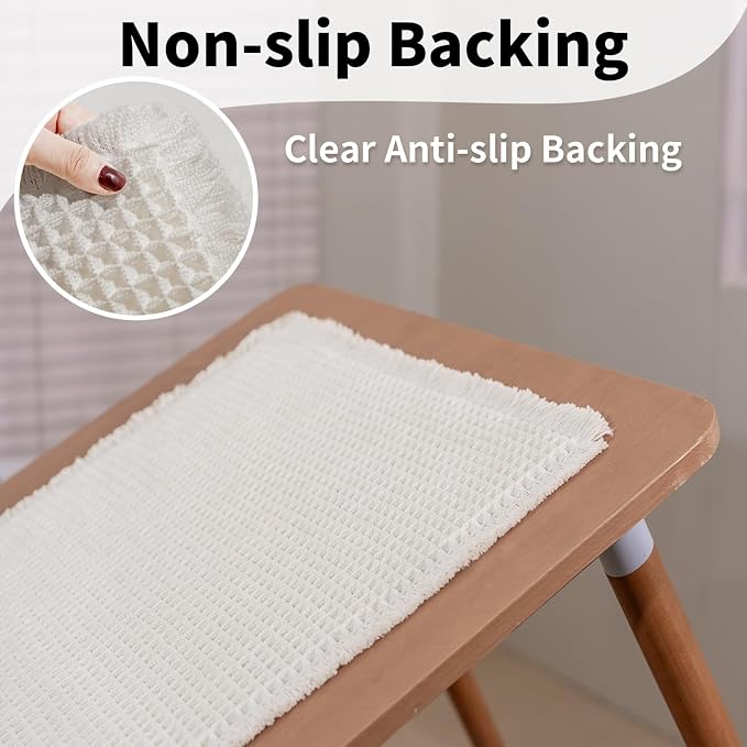 Bathroom Rugs Sets 2 Piece - Waffle Bath Mat Non Slip, Washable Bathroom Mats Absorbent Soft Boho Decor, Quick Dry Shower Mats, 2 Pack 18x30 Inch, White