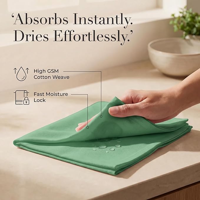 Urban Villa Cloth Napkins 100% Cotton Highly Absorbent Washable Durable Reusable Premium Dinner Napkins Ideal for Gifts for Mothers Day Hotel Farmhouse Parties - Green (20" x 20", Set of 12)