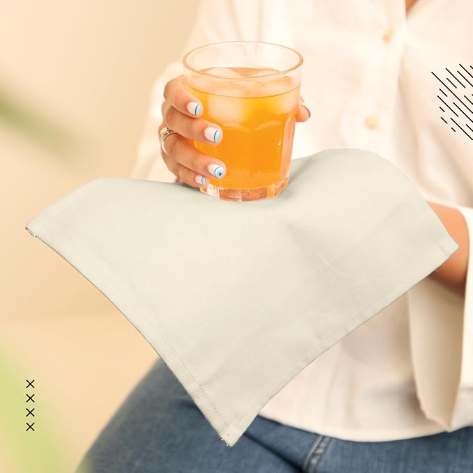 Encasa XO Cocktail Cloth Napkins Set of 12 | Pure Cotton Table Napkin | Size (9"x9") | Natural Solid | Machine Washable