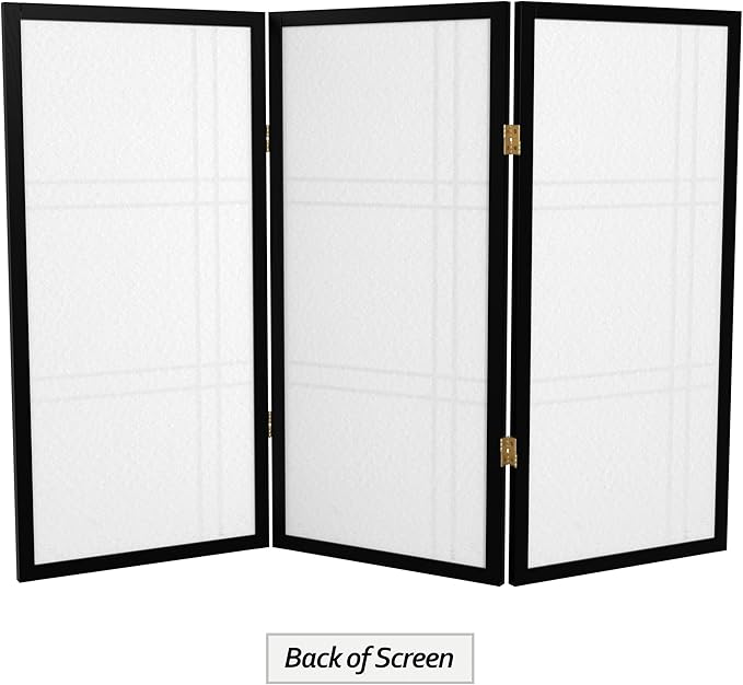 3 ft. Short Double Cross Shoji Screen - Black - 3 Panels
