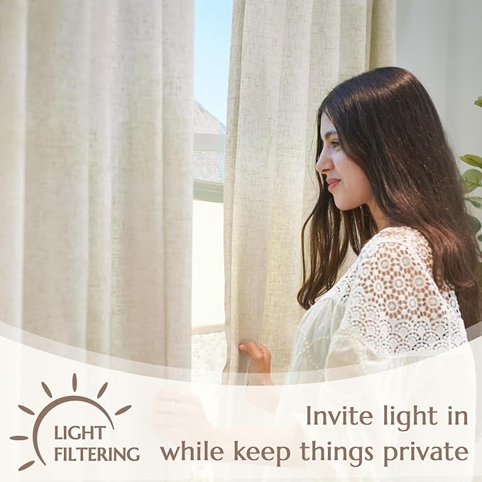 jinchan Lined Curtains 100 Inches Long for for Living Room Darkening 1 Panel, Light Filtering Beige Curtains Patio Doors Extra Wide 100 Inch Non-See-Through Privacy Room Divider Grommet Drapes 90"Wide