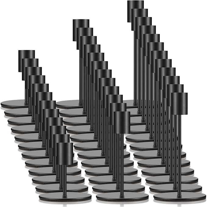 Sieral Candle Holders Bulk Taper Candlesticks Holders Set Modern Decorative Metal Candelabras for Wedding Anniversary Home Dinning Table Centerpiece Xmas Party Decor(Matte Black,36 Pcs)