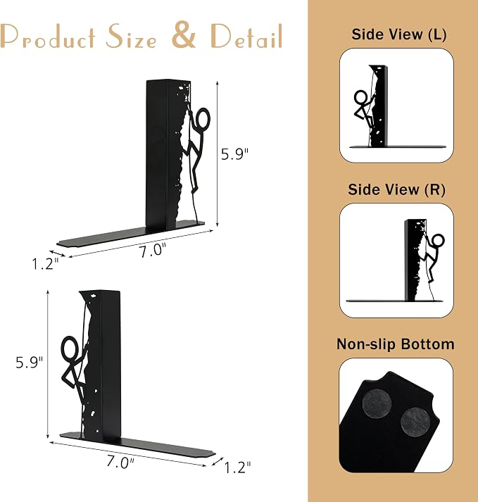 Fun Decorative Bookends, Unique & Cute Book Ends for Kids – Book Holders for Book Shelves & Home Decor, Book Lovers Gift
