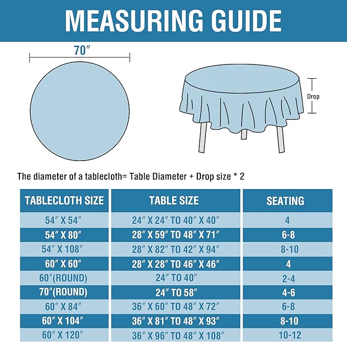 H.VERSAILTEX Linen Textured Table Cloths Round 70 Inch Premium Solid Tablecloth Spill-Proof Waterproof Table Cover for Dining Buffet Feature Extra Soft and Thick Fabric Wrinkle Free, Grey