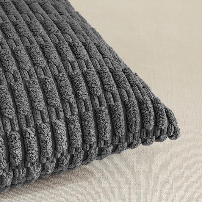 Fancy Homi 4 Packs Decorative Throw Pillow Covers for Living Room Couch Bed, Modern Farmhouse Boho Home Décor Accent Cushion Case, 26" x 26", Dark Gray