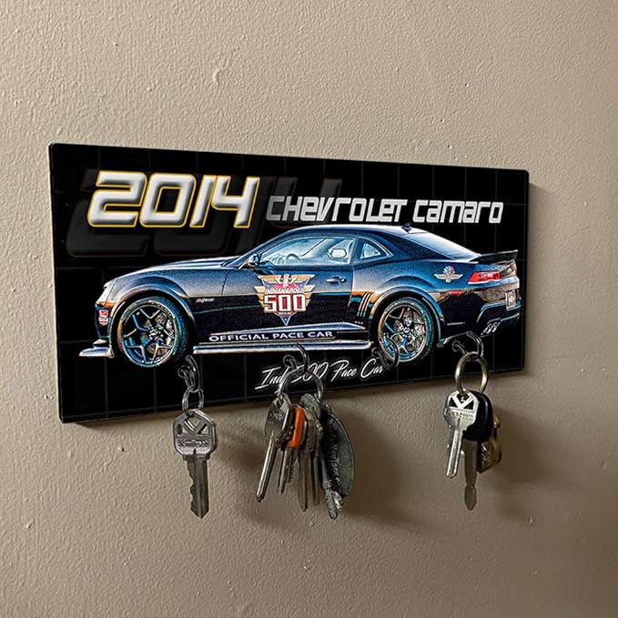 Brotherhood 2014 Compatible with Camaro Indy 500 Pace Car Key Holder Organizer Wall Mount Rack for Holders The Home Keys Ring Decorative Hangers Decor Hook Hanger