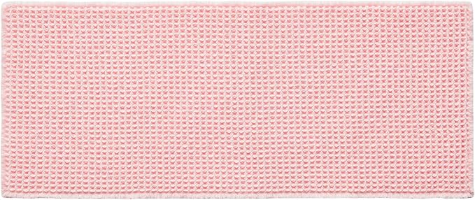 Triohero Waffle Bath Mat, Boho Bathroom Rugs Non Slip Washable, Ultra Soft Super Absorbent Quick Dry Farmhouse Bathroom Decor, 24" x 48", Light Peachy Pink