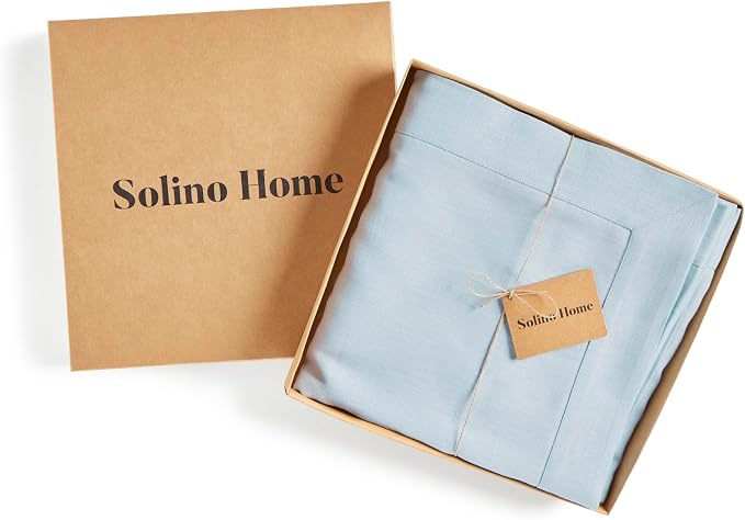 Solino Home Linen Tablecloth 60 x 90 Inch - 100% Pure Linen Ice Water Table Cloth for Rectangle Tables - Fete, Machine Washable Tablecloth for Summer