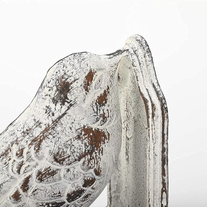Jemeni Bird Book Ends for Shelves, Cast Iron Birds Book Ends for Shelves, Cute Bookends Decorative, Heavy Duty and Unique Decorative for Heavy Books, White Finish