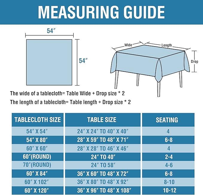 H.VERSAILTEX Linen Textured Tablecloth 54 x 54 Waterproof Decorative Table Cloth Spill-Proof Linen Look Cover for Party Table Extra Soft and Thick Fabric Wrinkle Free, Heather Storm Blue
