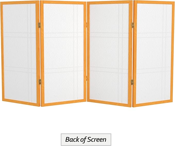 3 ft. Short Double Cross Shoji Screen - Honey - 4 Panels
