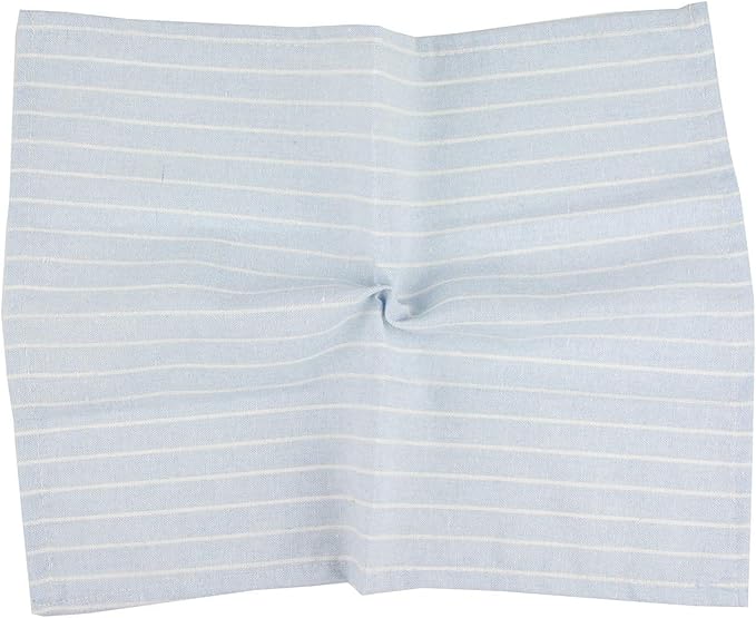 White Striped Linen Cotton Dinner Cloth Napkins - Set of 12 (40 x 30 cm) - for Events & Home Use (Sky Blue)