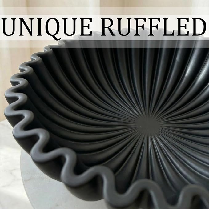 Decorative Bowls for home decor, fruit bowl for kitchen counter, Scalloped key bowl for entryway table