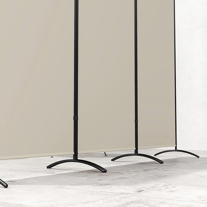 HOMCOM 6 Ft Tall 3 Panel Fabric Room Divider, Freestanding Partition Wall Divider, Folding Privacy Room Separator for Indoor, Home Office, Light Gray
