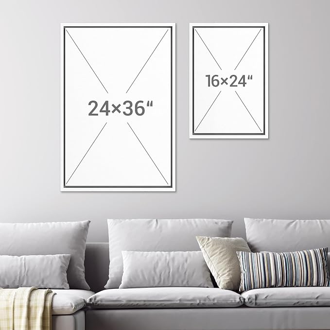 SIGNWIN Framed Canvas Print Wall Art Set Green Geometric Texture Abstract Pattern Minimalist Illustrations Modern Art Minimal Boho Relax/Calm for Living Room, Bedroom, Office - 24"x36"x2 White