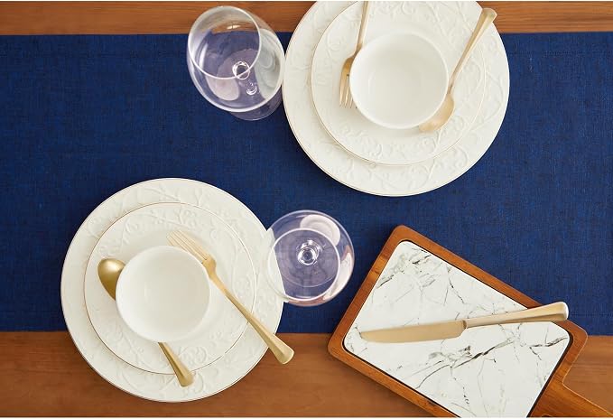 Solino Home Linen Royal Blue Table Runner 72 Inches Long - Athena, 100% Pure Linen Dining Table Runner 14 x 72 Inch