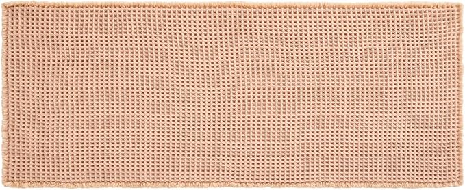 TYUU Waffle Runner Rug Bathroom, Long Boho Bathroom Rugs Non Slip Washable Super Absorbent Quick Dry Farmhouse Bath Decor, 72"x24" Light Peach