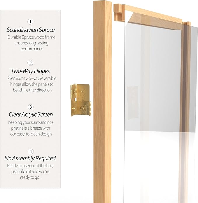 4 ft. Short Clear Plastic Partition Natural 6 Panel