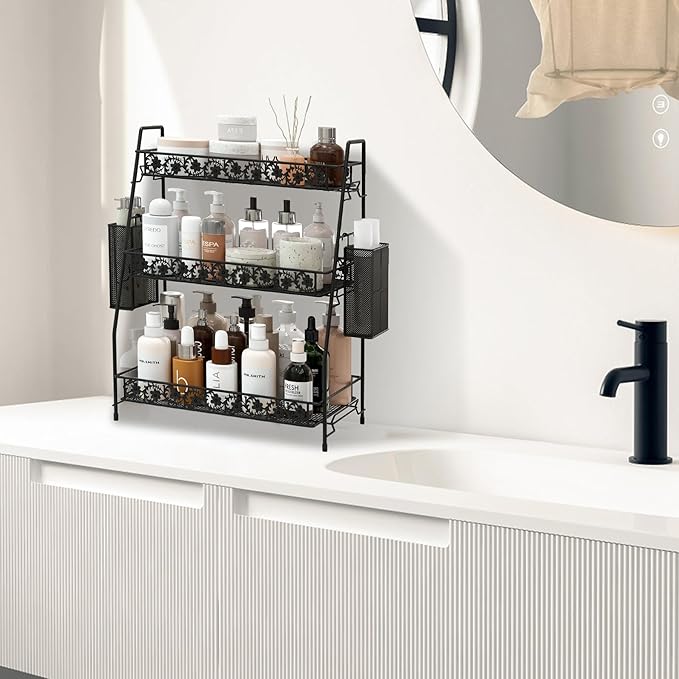 3-Tier Shelf Organizer,Large Size Storage Rack,Counter Organiztion for Countertop Organizer for Spice Racks Snacks in Kitchen/Sink/Bedroom/Living room/Office/Plant Full Metal