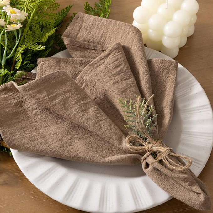 Socomi Cloth Napkins Nude Summer Washable Reusable Bulk Linen Cotton Napkins Set of 10 17"x17" for Wedding Party Bridal Baby Shower Birthday Dining Table Decorations