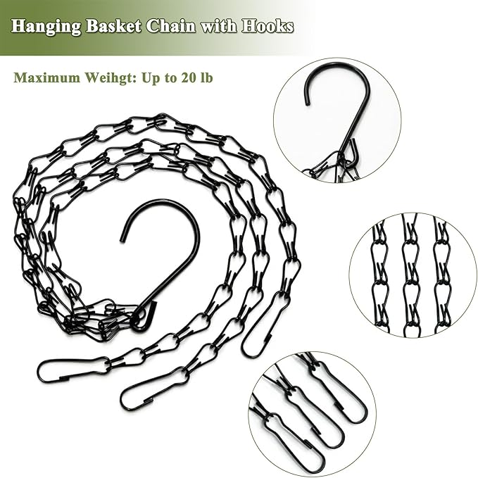 3 Pack Hanging Baskets for Plants Outdoor 14 Inch Metal Hanging Planters with Coco Coir Liner, Round Hanging Flower Basket for Home Garden Patio Balcony Porch