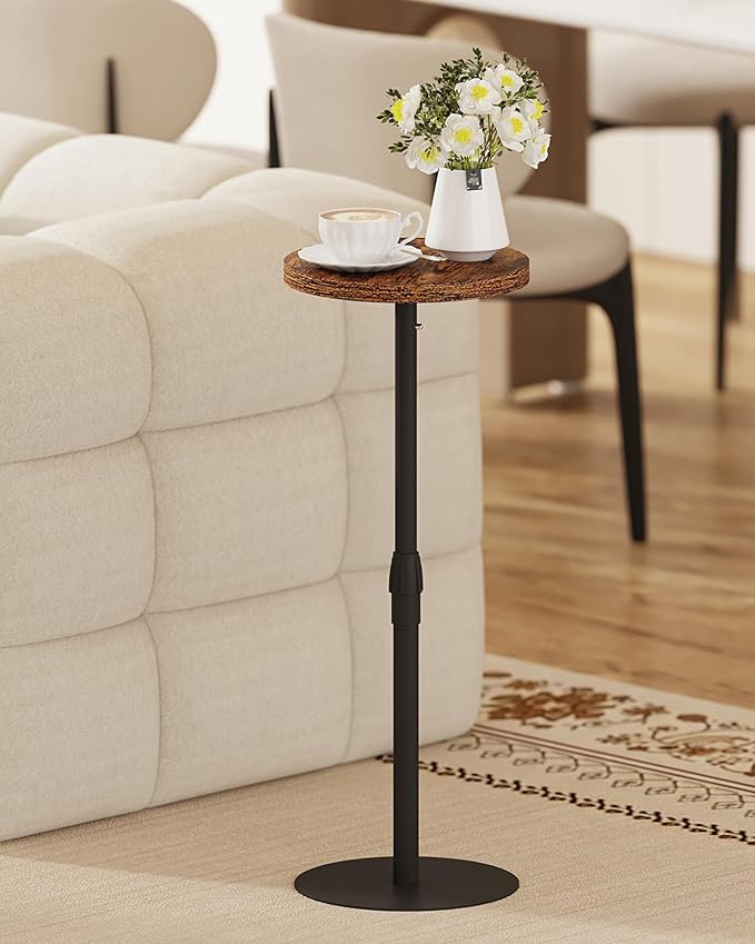 TUTOTAK Tall Round Side Table, Small End Table，Set of 2，Drink Table, Pedestal Side Table, livingroom, Brown TB01BB0962