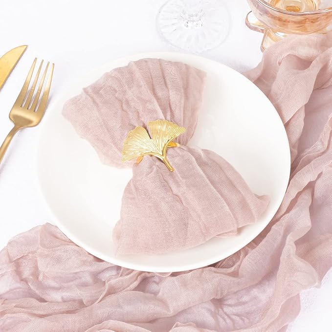 DeZerlor 12 Pack Pink Cheesecloth Napkins Summer Cloth Napkins Set of 12 Dinner Napkins Bulk Bulk 21x21 Inches for Wedding Bridal Shower Baby Shower Parties