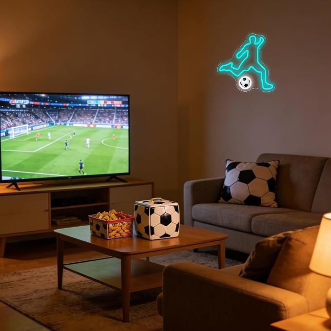 Allball Soccer Neon Sign, Football Neon Light USB Powered, for Football Player LED Sign Man Cave Youth Soccer Trophies Theme Party Room Bedroom Decor Birthday Gifts(15.7 * 10.6 In)
