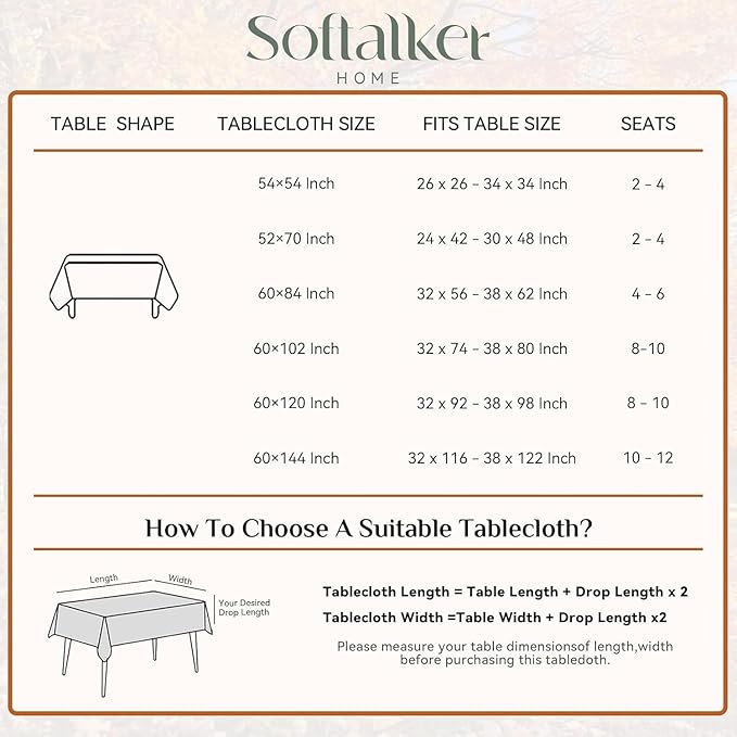 Softalker Extra Lang Tablecloth Rectangular 60 x 144 inch Cream Faux Linen Tablecloth Outdoor Waterproof Stain and Wrinkle Resistant Table Cover for Spring Easter Party Picnic Decor Vintage Tabletop