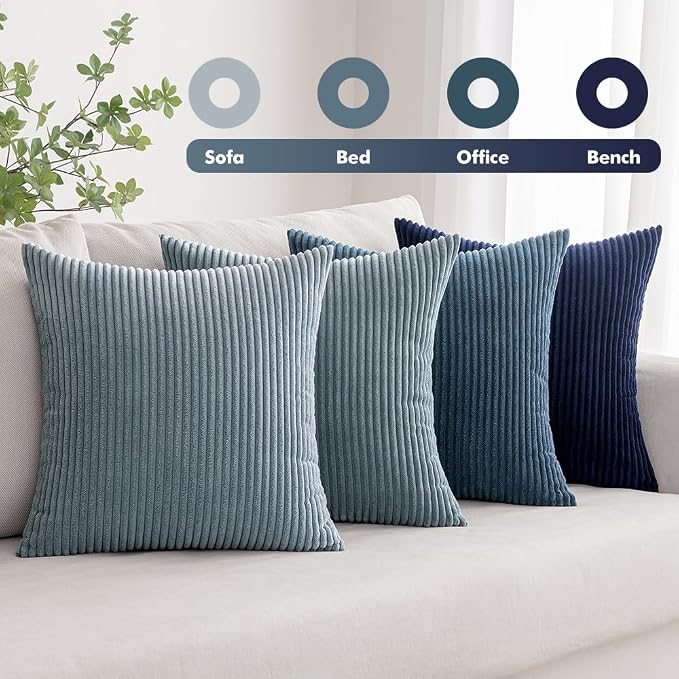 MIULEE Summer Throw Pillow Covers 18x18 Inch Set of 4 Western Neutral Decorative Cushion Covers Soft Boho Farmhouse Modern Coastal Spring Decor for Couch Bed Sofa Living Room Dark Blue Navy Series