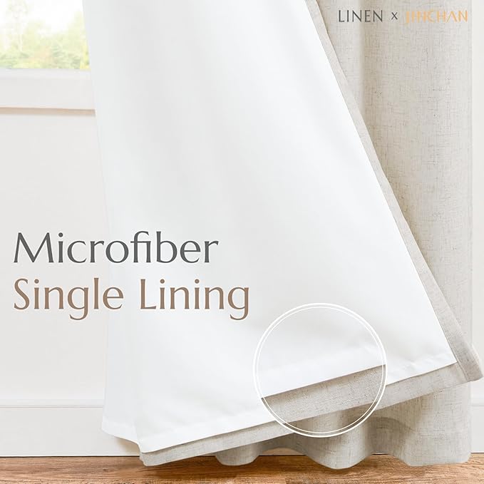 jinchan Lined Curtains 100 Inches Long for for Living Room Darkening 1 Panel, Light Filtering Beige Curtains Patio Doors Extra Wide 100 Inch Non-See-Through Privacy Room Divider Grommet Drapes 90"Wide