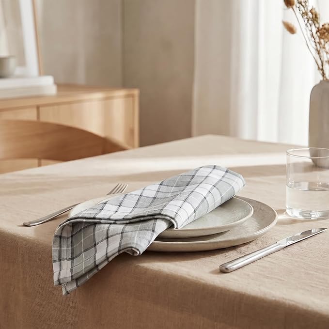 Urban Villa Cloth Napkins 100% Cotton Highly Absorbent Washable Reusable Premium Dinner Napkins Ideal for Gifts for Mothers Day Hotel Farmhouse Parties - Majestic Checks (20" x 20", Set of 12)