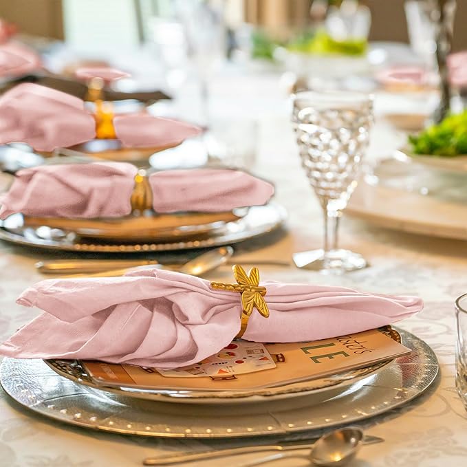 36 Pack Pink Handmade Cloth Napkins 16 x 16 Inch Cotton Linen Napkins with Fringe, Washable and Reusable Napkins, Soft Rustic Boho Fringe Cloth Napkins for Dinners, Parties, Wedding