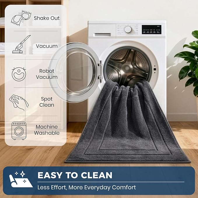 PURRUGS Machine Washable Kitchen Rug Set [2 PCS] (24" x 35.5"+ 24" x 59"), Non-Slip/Skid Kitchen Runner Rugs & Floor Mats, Super Absorbent Soft Standing Mats for Kitchen, Laundry & Sink, Grey